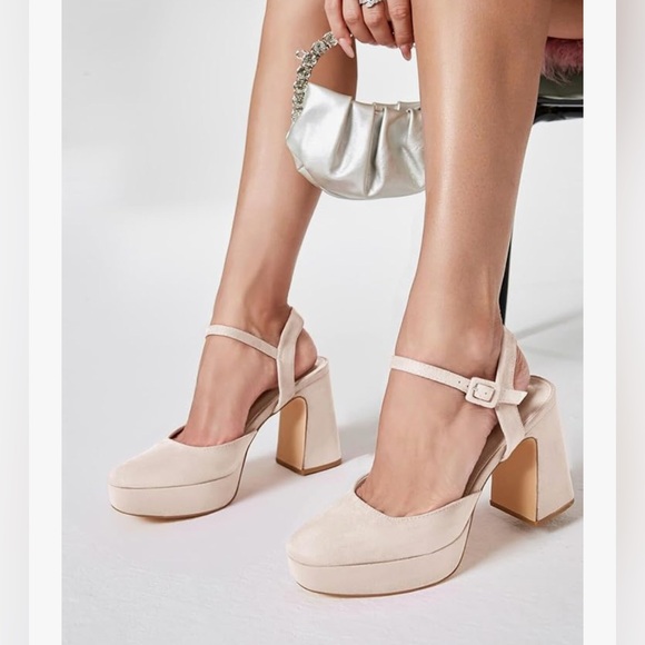 NEW Chunky Platform High Heels Closed Toe Ankle Strap Pumps Wedding Shoes 9.5 - Picture 3 of 7